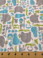 Baby Animal Blue Flannel fabric sold by the yard 1628