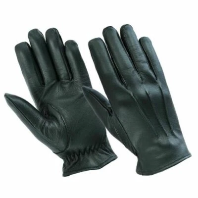 SWIFT WEAR Men's Leather Police Top Quality Soft Genuine Real Driving Gloves Unlined Black