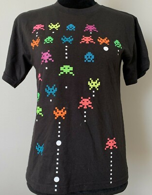 MAD ENGINE Black Atari Space Invaders T Shirt Small