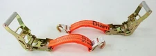 2” Ratchet with Orange Diamond Weave Webbing and Double J Wire Hook (2 Pack)