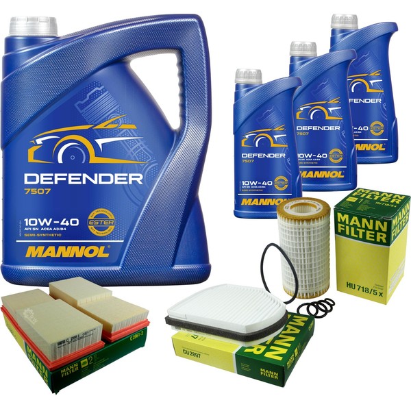 Mann Inspektionspaket 8L Mannol Defender 10W-40 FüR Mercedes R170 320-image