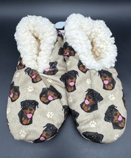 Rottweiler Slippers Comfies Dog Print Sherpa Lined One Size NWT