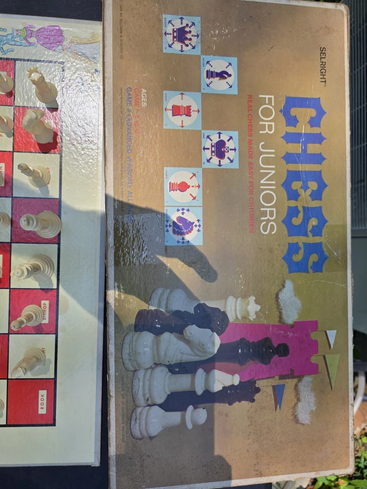 Jogo de tabuleiro vintage de xadrez para juniores 1965 aprendizado SelRight Selchow&Righter EUA - Imagem 2 de 4