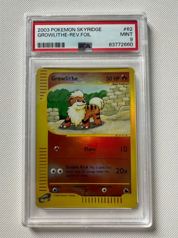 Growlithe - Pokemon Skyridge 62/144 - Reverse Holo - PSA 9