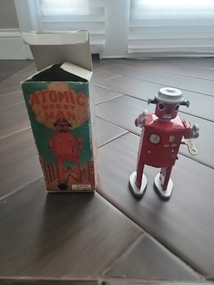 Schylling ATOMIC ROBOT MAN Red Tin Wind Up Collector Toy w/Box 1997 Vintage