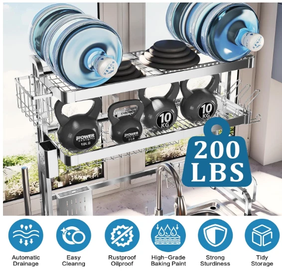 Escurreplatos 3 niveles sobre fregadero, acero inoxidable ajustable. Plateado Foto 3 de 4