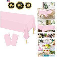 2 Pcs Light Pink Plastic Tablecloth for Rectangle Table, 54  108 inches Disp...