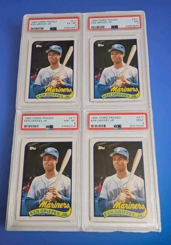 4- 1989 TOPPS TRADED KEN GRIFFEY JR Rookie PSA 9 8 7 6 #41T Rainbow Start