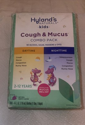 Hylands Naturals Kids Cough & Mucus Combo Pack Grape 4oz Day Night