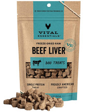 Vital Essentials Freeze Dried Raw Single Ingredient Dog Treats, Beef Liver, 2.1