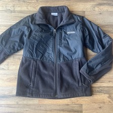 Columbia Mountain Jacket Unisex Black Charcoal Gray Fleece Softshell Sz M 10/12