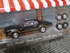 1976 CHEVROLET CHEVELLE LAGUNA Diecast GREENLIGHT  +SPARES 1:64 Black + Gold Str