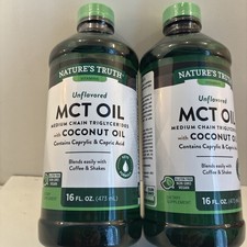 Lot of 2 Nature's Truth MCT Oil Liquid 16 floz Coconut Oil Keto NoFlavor exp5/27