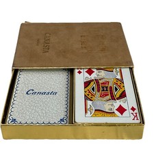 Vintage CANASTA Double Deck Playing Cards 2 Decks Decorative Box Bridge Complete