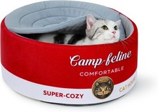 Can-Shaped Cat Bed W/ Privacy Cover Comfortable Cushion Cats  Small Dogs