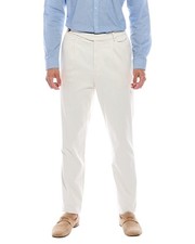 BRUNELLO CUCINELLI MEN'S OFF-WHITE PLEATED TAILORED TROUSERS MSRP 1250