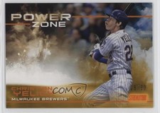 2019 Topps Stadium Club Power Zone Orange Foil 28/50 Christian Yelich 17hq