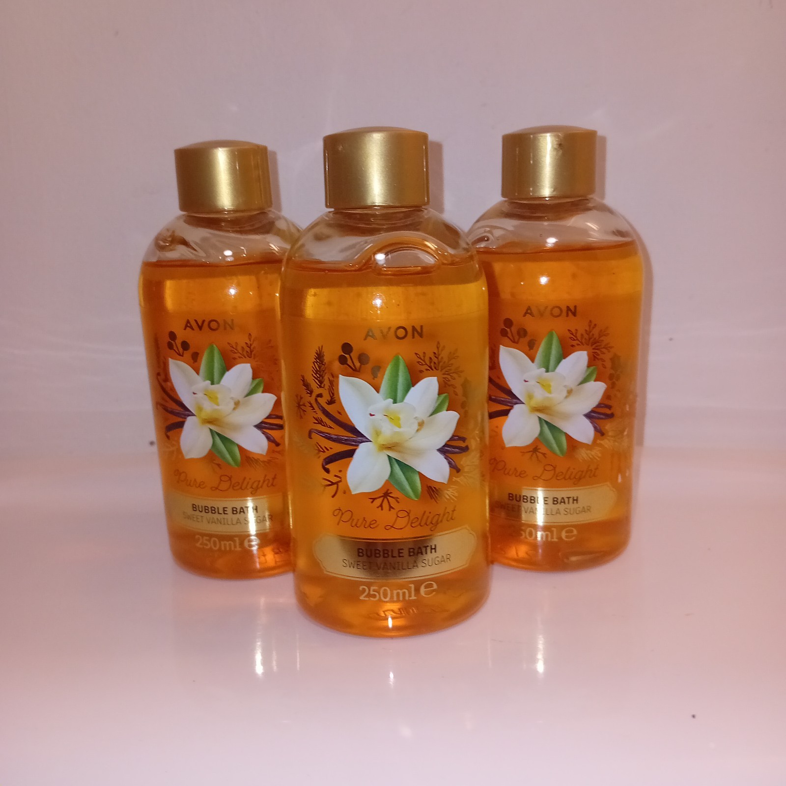 3 pack Avon Festive Wishes Sweet Vanilla Sugar Bubble Bath 250ml discontinued