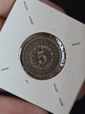 1866 Shield Five Cent 5c Nickel Rays RARE COIN.  Good Uncleaned Condition NiCe