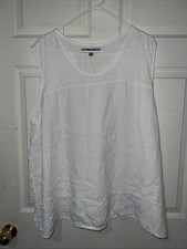 FLAX Fundamental 100% Linen Tank Top White Re...