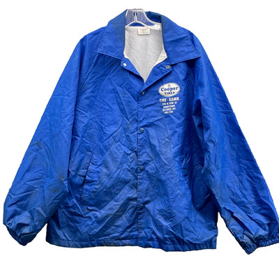 Vintage Auburn Sportswear Coach Jacket Men's X Large Blue USA Made Cooper Tires