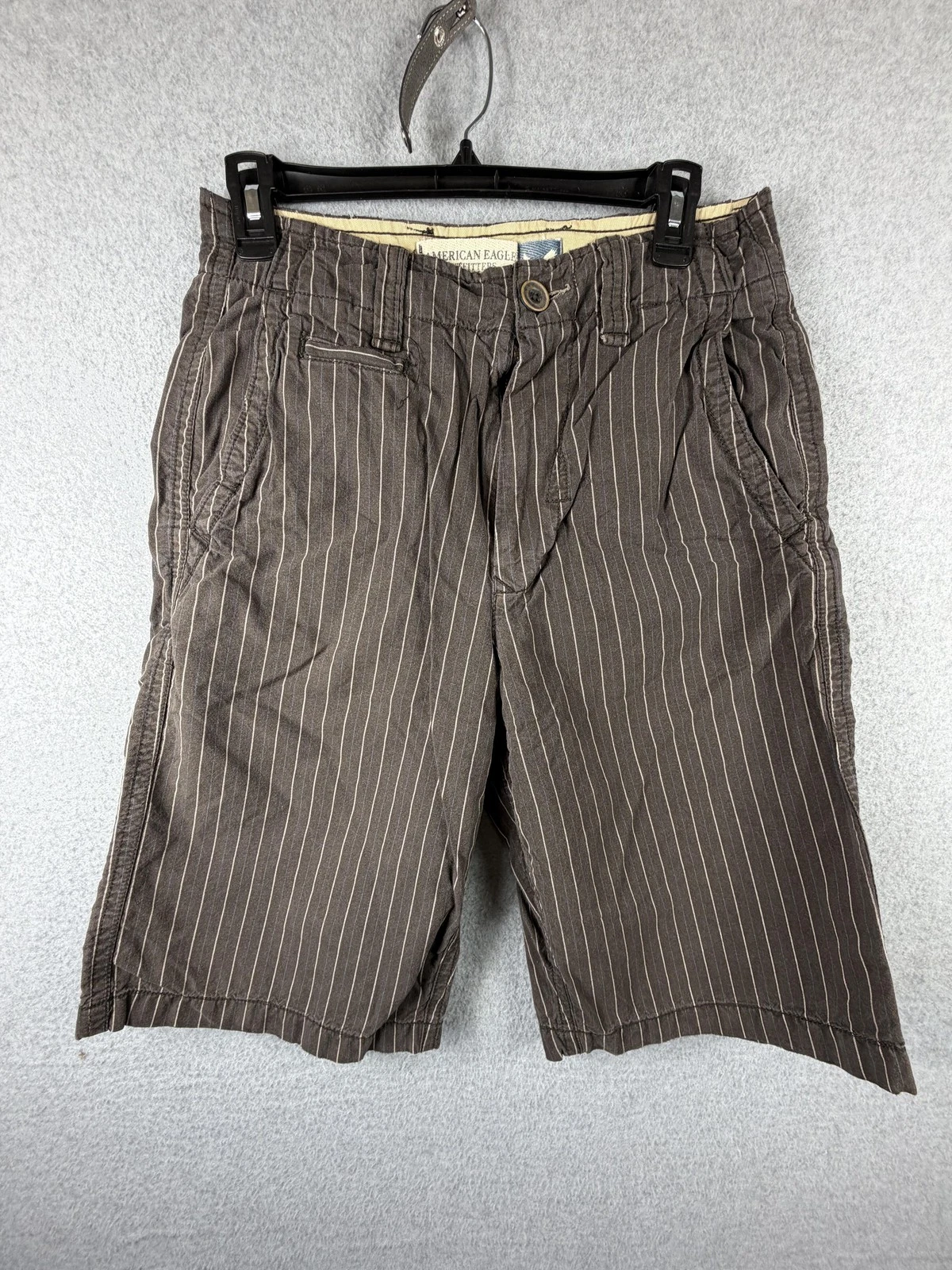 American Eagle Outfitters Shorts Mens 28 Brown Pinstripe Chino Longer Length