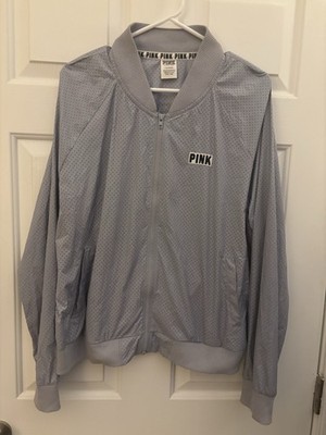 Victoria's Secret PINK Nation Gray Perforated Bomber Jacket Large