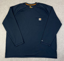 Carhartt Force Relaxed Fit Pocket T-Shirt Men's 2XL Blue Long Sleeve Work Tee