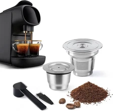 Big & Small Cup Stainless Steel Reusable Coffee Capsules Compatible with L'OR Ba