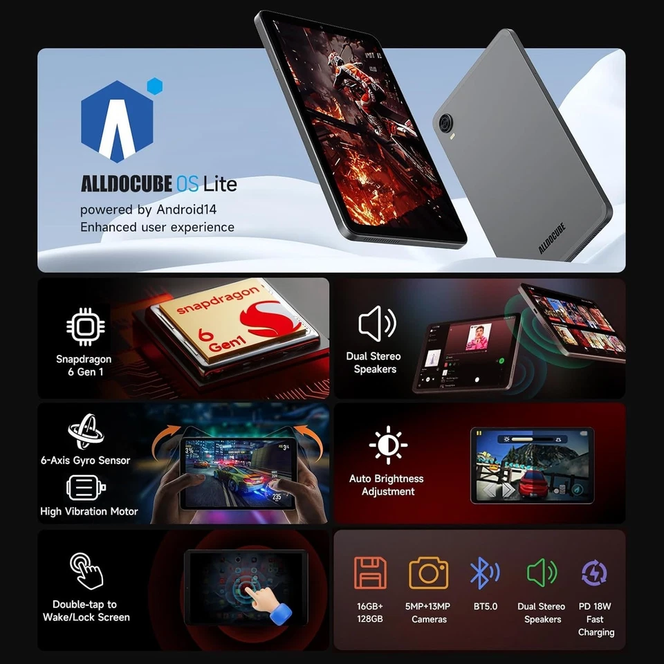 ALLDOCUBE iPlay 60 Mini Turbo Android 14 Tablet 8.4 Zoll 16GB RAM 128GB WiFi - Bild 4 von 4