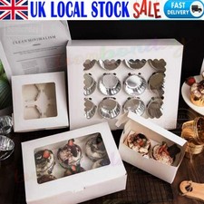 100PCS Made Windowed Window Cupcake Boxes 4,6,12 Holes Cup Cakes Muffin Box Gift