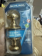 Schlage Brass Door Knob Bed and Bath Push Button Lock