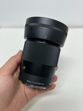 Used Sigma 30mm f/1.4 DC DN Sony E Mount Lens with Hood Front Rear Caps