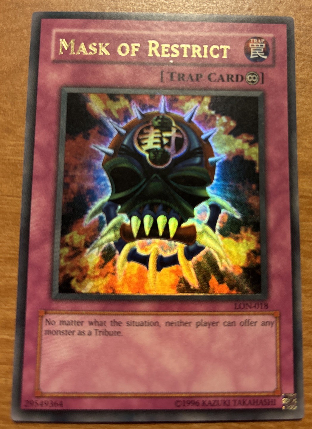 Mask of Restrict LON-018 YuGiOh Labyrinth of Nightmare trading card — raw and PSA graded price guide