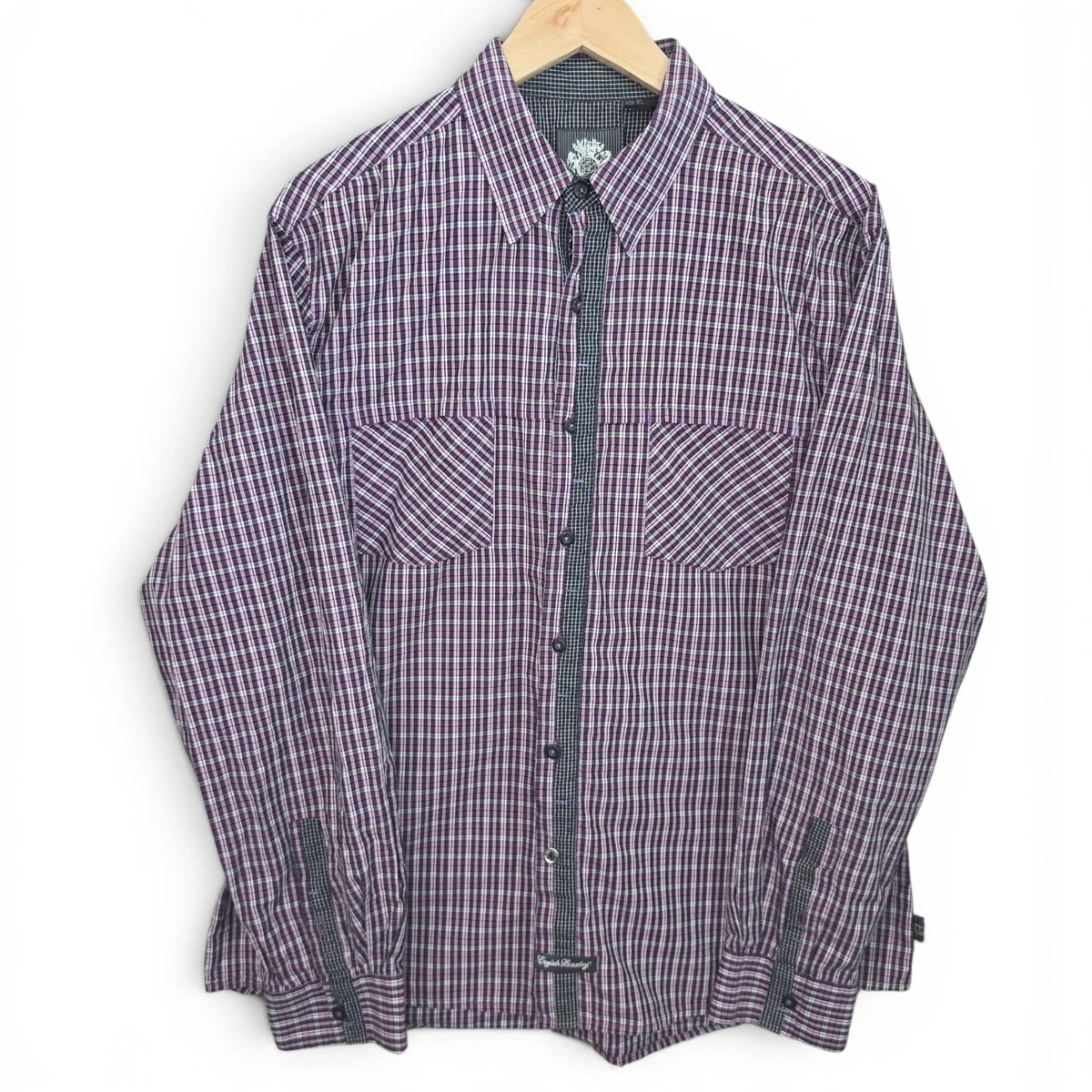 english laundry dress shirts christopher wicks English Laundry Christopher Wicks Casual Shirt Men's M Long Sleeves Plaid Brown