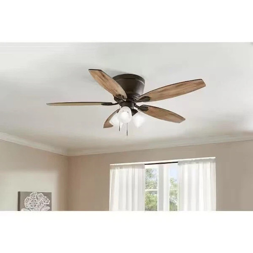 Hampton Bay Sidlow 52 in. Indoor LED Bronze Hugger Dry Rated Ceiling Fan - Picture 2 of 12