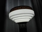 Antique Art Deco Art Nouveau Torchiere Lamp Opalescent White Milk Glass Shade