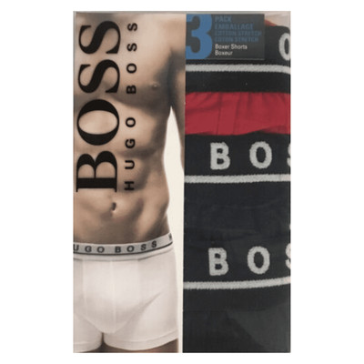 Boss Hugo boss 50403731 Men's Stretch-Cotton Boxer Pack of 3 Black Multi, Sz XL