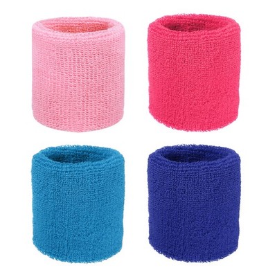 Wristbands Sweatbands 3x3In 4 Pack Blue/Dark Blue/Pink/Light Rose Red