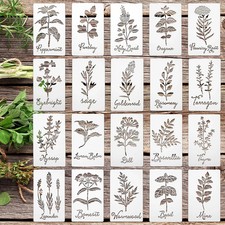 20 Pcs Herb Stencils for Painting Reusable Kitchen Garden Stencils Plastic Pl...