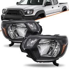 For 2012-2015 Toyota Tacoma TRD Pair Black Amber Corner Lamp Headlights Assembly