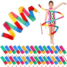 Rainbow Dance Ribbons 30pcs 78.74" Twirling Streamers Gymnastics Party Favors