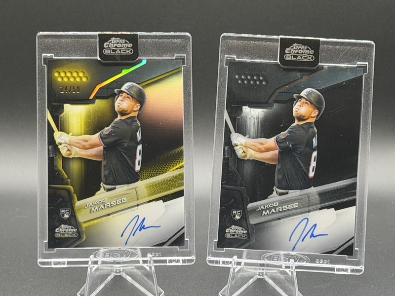 Jakob Marsee Lot. Gold Auto /50 And Base. Topps Chrome Black