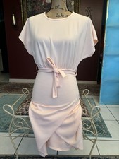 PrettyLittleThing Light Pink Midi Short Sleeve Wrap Dress Knit Size US 6