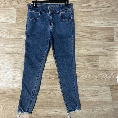 Fantastic Impression XL High Waist Denim Jeans Frayed Hem Women's