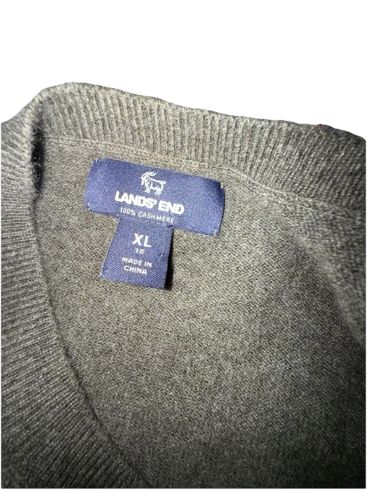 LANDS’ END Women’s Green Long Sleeve Cashmere Pullover Sweater Christmas Size XL - Image 3 of 4