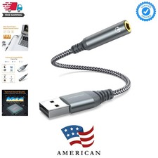 2-Pack USB to 3.5mm Jack Audio Adapter,External Sound Card USB-A to Audio Jac...