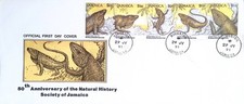 CMI) 1991. JAMAICA. TYPICAL IGUANAS OF THE REGION. FDC. 50TH ANNIVERSARY OF NATU
