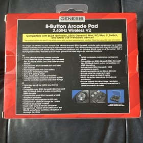 Retro-Bit 2.4 GHz Wireless Controller 8-Button Sega Saturn Genesis Mini V2 Black