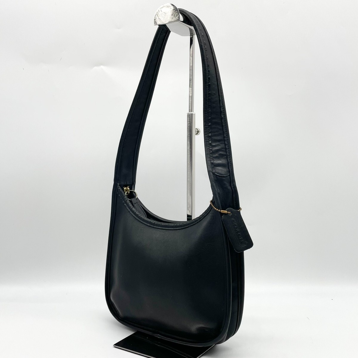 COACH Ergo Zip Hobo Shoulder Bag #9020 Black Vintage Leather Y2K 
